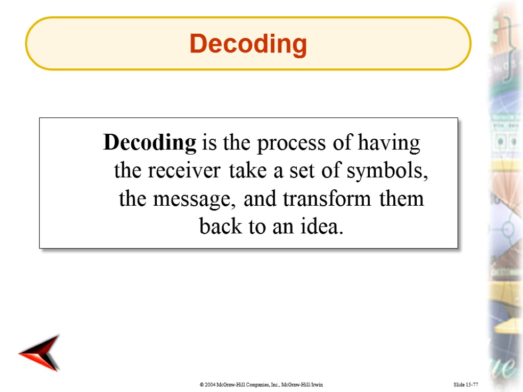 Slide 15-77 Decoding is the process of having the receiver take a set of
